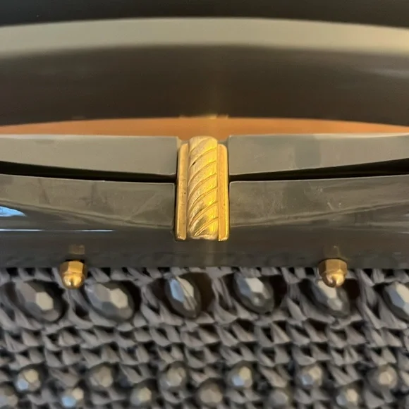 Vintage Dena of Dallas-made in Italy gray beaded handbag - Picture 2 of 11